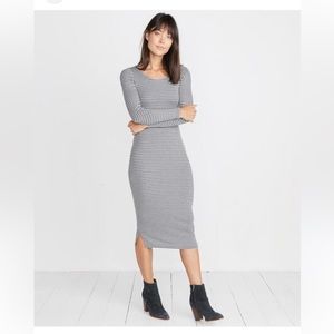 Marine Layer Dress Womens Size S Long Sleeve Ribbed Knit Gray Stripe